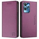 For Oukitel C32 RC01 Dual-Folded Magnetic Suction RFID Leather Phone Case(Violet) - 2