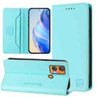 For Oukitel C33 RC01 Dual-Folded Magnetic Suction RFID Leather Phone Case(Mint Green) - 1