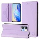 For Oukitel C35 RC01 Dual-Folded Magnetic Suction RFID Leather Phone Case(Light Purple) - 1