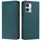 For Oukitel C35 RC01 Dual-Folded Magnetic Suction RFID Leather Phone Case(Dark Green) - 2