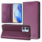 For Oukitel C35 RC01 Dual-Folded Magnetic Suction RFID Leather Phone Case(Violet) - 1