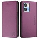 For Oukitel C35 RC01 Dual-Folded Magnetic Suction RFID Leather Phone Case(Violet) - 2