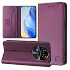 For Oukitel C37 RC01 Dual-Folded Magnetic Suction RFID Leather Phone Case(Violet) - 1