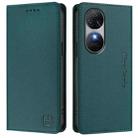 For Oukitel C38 RC01 Dual-Folded Magnetic Suction RFID Leather Phone Case(Dark Green) - 2