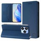 For Oukitel C50 RC01 Dual-Folded Magnetic Suction RFID Leather Phone Case(Dark Blue) - 1