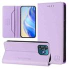For Oukitel C53 RC01 Dual-Folded Magnetic Suction RFID Leather Phone Case(Light Purple) - 1