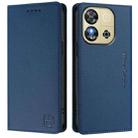 For Oukitel C57 / C57S / C57 Pro RC01 Dual-Folded Magnetic Suction RFID Leather Phone Case(Dark Blue) - 2