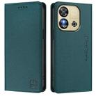 For Oukitel C57 / C57S / C57 Pro RC01 Dual-Folded Magnetic Suction RFID Leather Phone Case(Dark Green) - 2