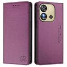 For Oukitel C57 / C57S / C57 Pro RC01 Dual-Folded Magnetic Suction RFID Leather Phone Case(Violet) - 2