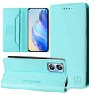 For Blackview A52 / A52 Pro RC01 Dual-Folded Magnetic Suction RFID Leather Phone Case(Mint Green) - 1