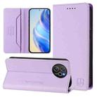 For Blackview Shark 8 / Oscal Tiger 12 RC01 Dual-Folded Magnetic Suction RFID Leather Phone Case(Light Purple) - 1