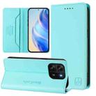 For Blackview Wave 6C RC01 Dual-Folded Magnetic Suction RFID Leather Phone Case(Mint Green) - 1