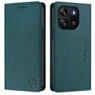 For Blackview Wave 6C RC01 Dual-Folded Magnetic Suction RFID Leather Phone Case(Dark Green) - 2