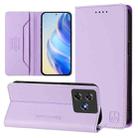 For Blackview Wave 8C RC01 Dual-Folded Magnetic Suction RFID Leather Phone Case(Light Purple) - 1