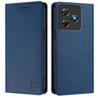 For Blackview Wave 8C RC01 Dual-Folded Magnetic Suction RFID Leather Phone Case(Dark Blue) - 2