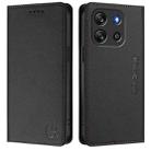 For Blackview Oscal Flat 1C RC01 Dual-Folded Magnetic Suction RFID Leather Phone Case(Black) - 2