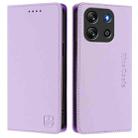 For Blackview Oscal Flat 1C RC01 Dual-Folded Magnetic Suction RFID Leather Phone Case(Light Purple) - 2