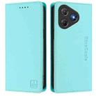 For Blackview Oscal Flat 2 / 2C RC01 Dual-Folded Magnetic Suction RFID Leather Phone Case(Mint Green) - 2