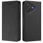 For Blackview Oscal Flat 2 / 2C RC01 Dual-Folded Magnetic Suction RFID Leather Phone Case(Black) - 2