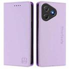 For Blackview Oscal Flat 2 / 2C RC01 Dual-Folded Magnetic Suction RFID Leather Phone Case(Light Purple) - 2