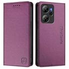 For Blackview Oscal Tiger 13 RC01 Dual-Folded Magnetic Suction RFID Leather Phone Case(Violet) - 2