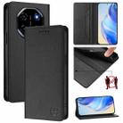 For Blackview Shark 6 RC01 Dual-Folded Magnetic Suction RFID Leather Phone Case(Black) - 1
