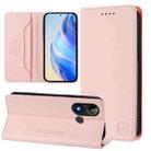 For BLU C9 RC01 Dual-Folded Magnetic Suction RFID Leather Phone Case(Pink) - 1