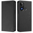 For BLU C9 RC01 Dual-Folded Magnetic Suction RFID Leather Phone Case(Black) - 2