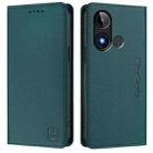 For BLU C9 RC01 Dual-Folded Magnetic Suction RFID Leather Phone Case(Dark Green) - 2