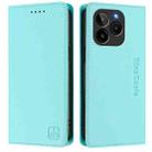 For BLU G54 RC01 Dual-Folded Magnetic Suction RFID Leather Phone Case(Mint Green) - 2