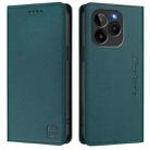 For BLU G54 RC01 Dual-Folded Magnetic Suction RFID Leather Phone Case(Dark Green) - 2