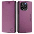 For BLU G54 RC01 Dual-Folded Magnetic Suction RFID Leather Phone Case(Violet) - 2