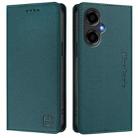 For BLU G64 RC01 Dual-Folded Magnetic Suction RFID Leather Phone Case(Dark Green) - 2