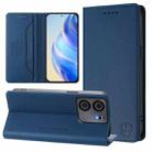 For BLU View 5 RC01 Dual-Folded Magnetic Suction RFID Leather Phone Case(Dark Blue) - 1