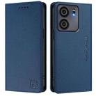 For BLU View 5 RC01 Dual-Folded Magnetic Suction RFID Leather Phone Case(Dark Blue) - 2