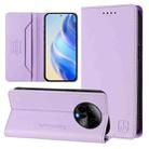 For BLU Bold K50 RC01 Dual-Folded Magnetic Suction RFID Leather Phone Case(Light Purple) - 1