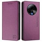 For BLU Bold K50 RC01 Dual-Folded Magnetic Suction RFID Leather Phone Case(Violet) - 2