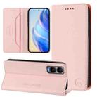 For Cricket Debut S3 RC01 Dual-Folded Magnetic Suction RFID Leather Phone Case(Pink) - 1