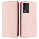 For Cubot A10 RC01 Dual-Folded Magnetic Suction RFID Leather Phone Case(Pink) - 2