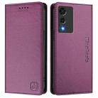 For Cubot A10 RC01 Dual-Folded Magnetic Suction RFID Leather Phone Case(Violet) - 2