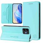 For Cubot Note 40 RC01 Dual-Folded Magnetic Suction RFID Leather Phone Case(Mint Green) - 1