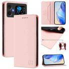 For Cubot A20 RC01 Dual-Folded Magnetic Suction RFID Leather Phone Case(Pink) - 1