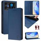 For Cubot A20 RC01 Dual-Folded Magnetic Suction RFID Leather Phone Case(Dark Blue) - 1