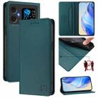 For Cubot A20 RC01 Dual-Folded Magnetic Suction RFID Leather Phone Case(Dark Green) - 1