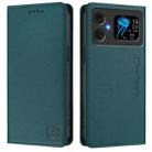 For Cubot A20 RC01 Dual-Folded Magnetic Suction RFID Leather Phone Case(Dark Green) - 2