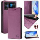 For Cubot A20 RC01 Dual-Folded Magnetic Suction RFID Leather Phone Case(Violet) - 1