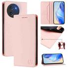 For DOOGEE Note 59 / Note 59 Pro RC01 Dual-Folded Magnetic Suction RFID Leather Phone Case(Pink) - 1