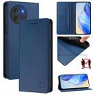 For DOOGEE Note 59 / Note 59 Pro RC01 Dual-Folded Magnetic Suction RFID Leather Phone Case(Dark Blue) - 1