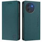 For DOOGEE Note 59 / Note 59 Pro RC01 Dual-Folded Magnetic Suction RFID Leather Phone Case(Dark Green) - 2