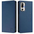 For HTC U24 Pro RC01 Dual-Folded Magnetic Suction RFID Leather Phone Case(Dark Blue) - 2